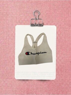 Champion White Racerback Sports Bra with Navy Logo